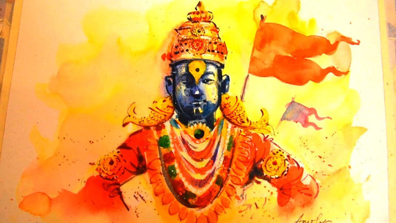 Lord Vitthal Pandurang Watercolor Painting Wallpaper