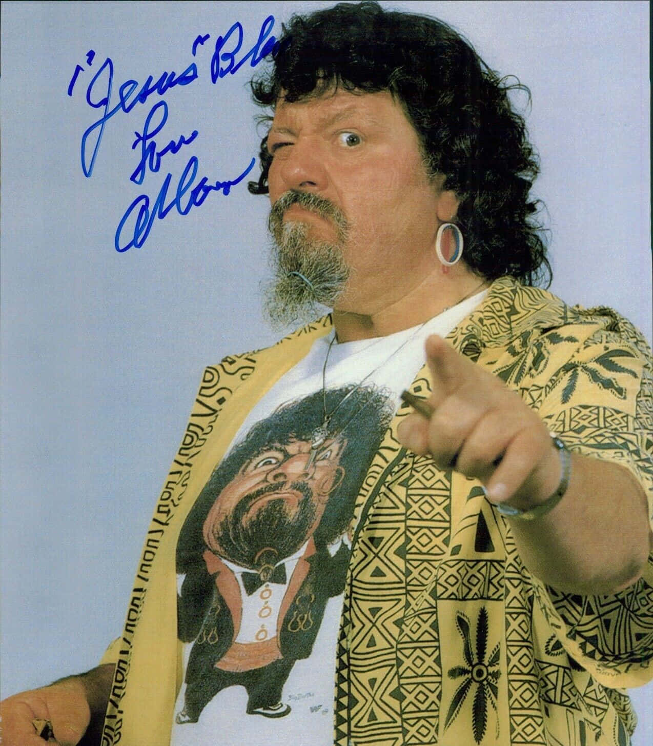 Lou Albano Pointing Signed Photo Wallpaper