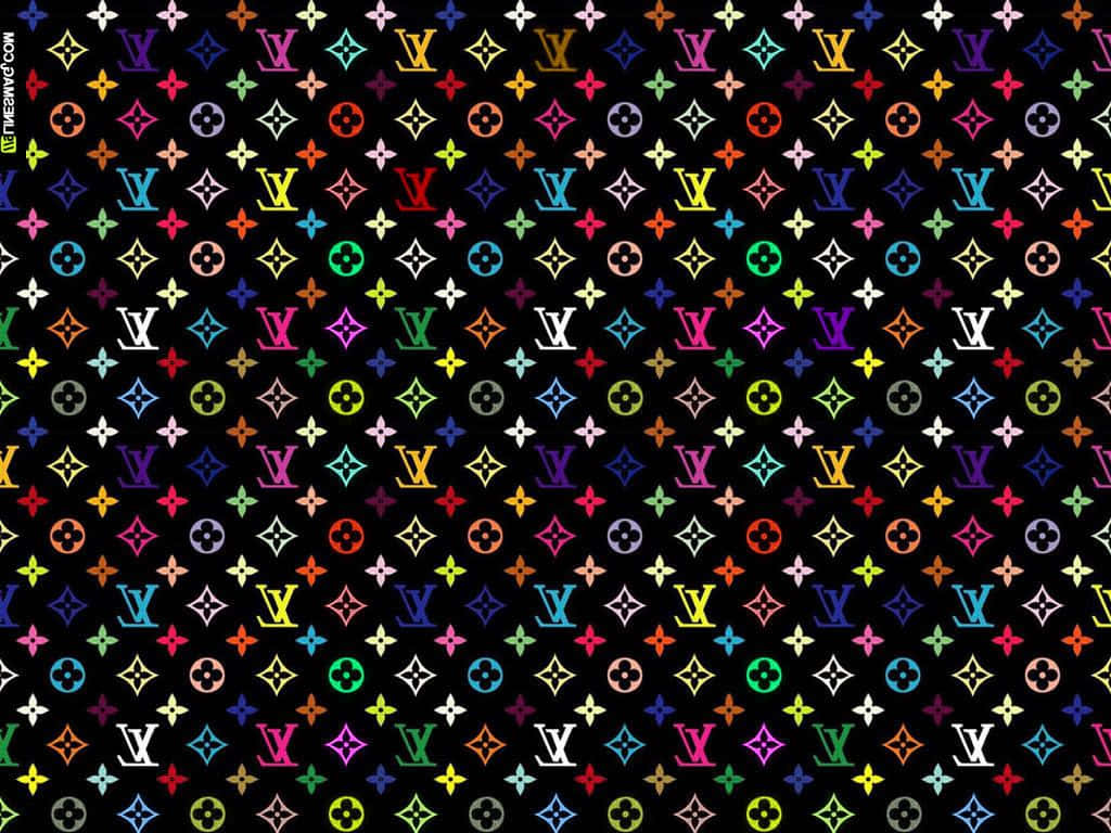 Louis Vuitton Print Rainbow On Black Wallpaper