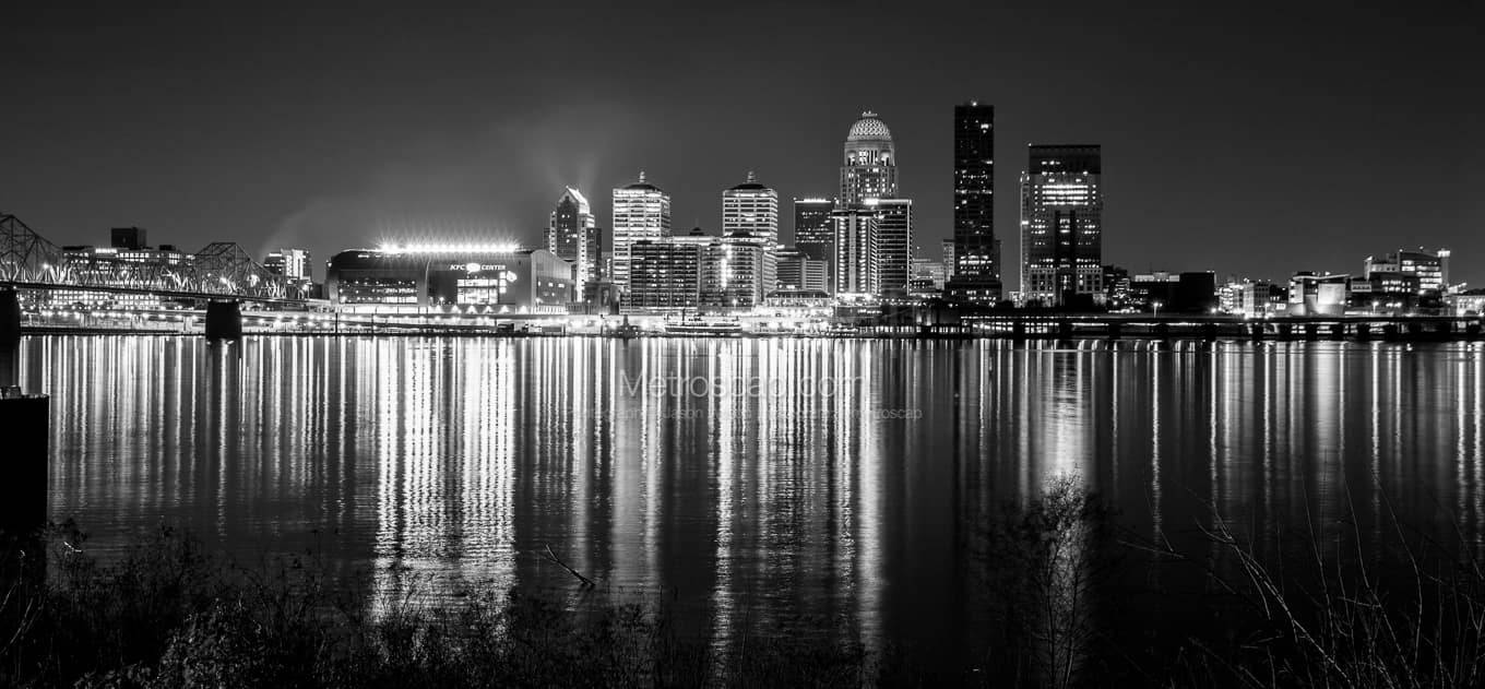 Louisville Night City Monochromatic Photo Wallpaper