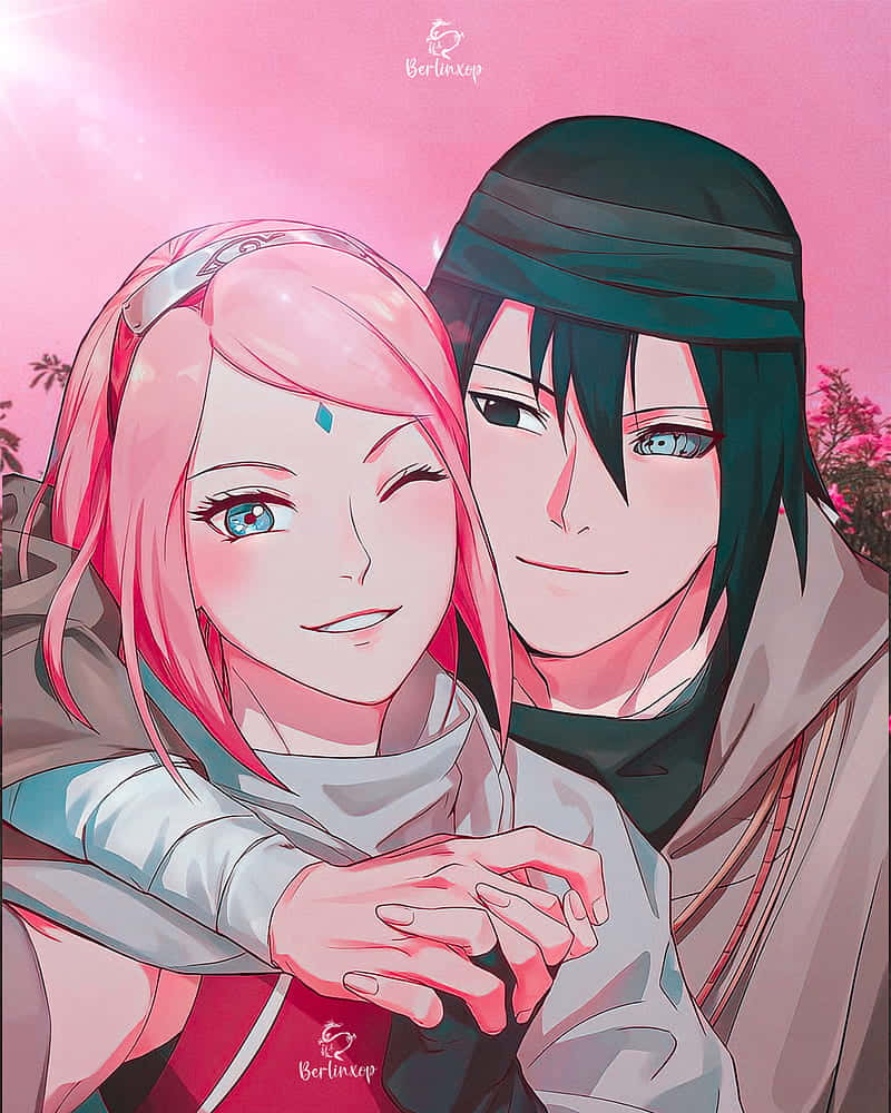 Love Is In The Air As Sasuke And Sakura Gaze Into Each Other's Eyes. Wallpaper