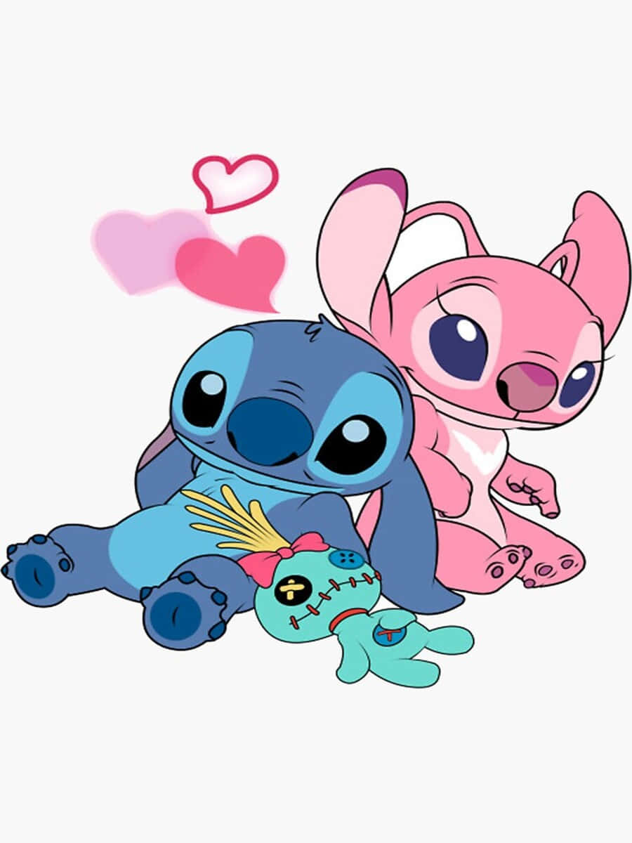 Love Stitch And Angel - An Adorable Duo Wallpaper