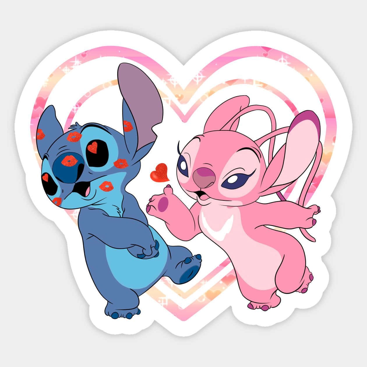 Love Stitch And Angel Embrace Wallpaper