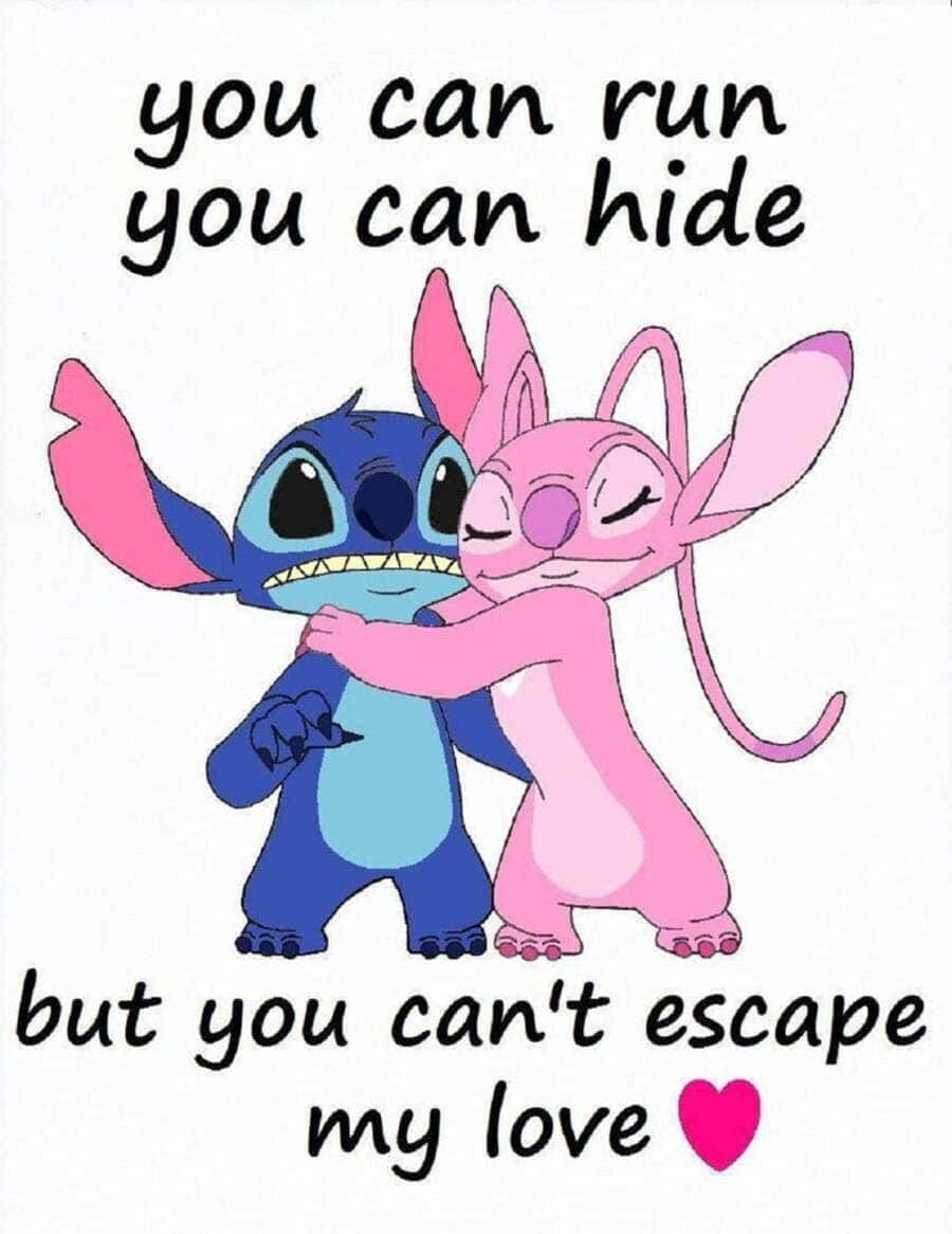 Love Stitch And Angel Embracing Wallpaper