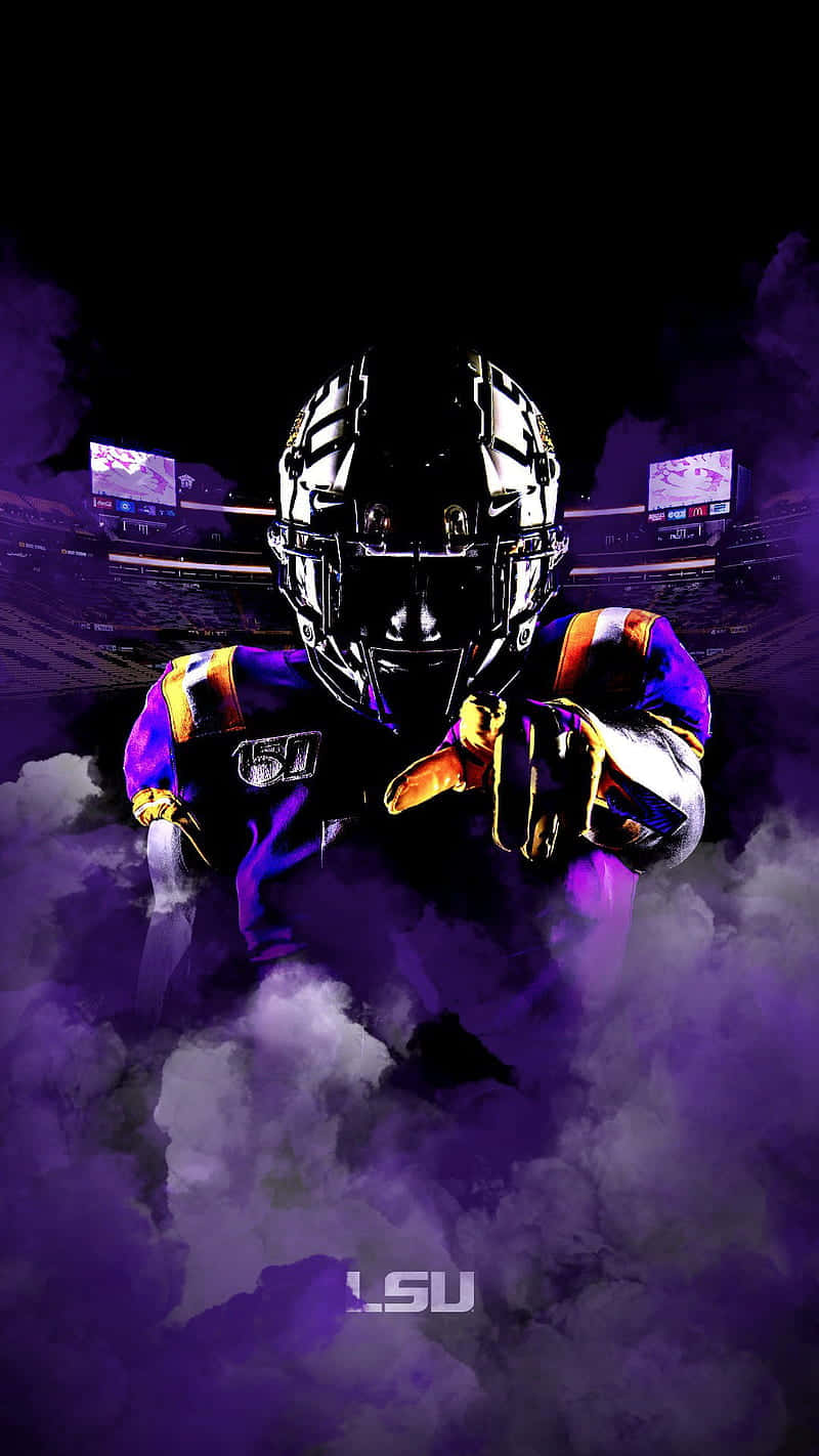 Lsu Football Player In Purple And Purple Wallpaper