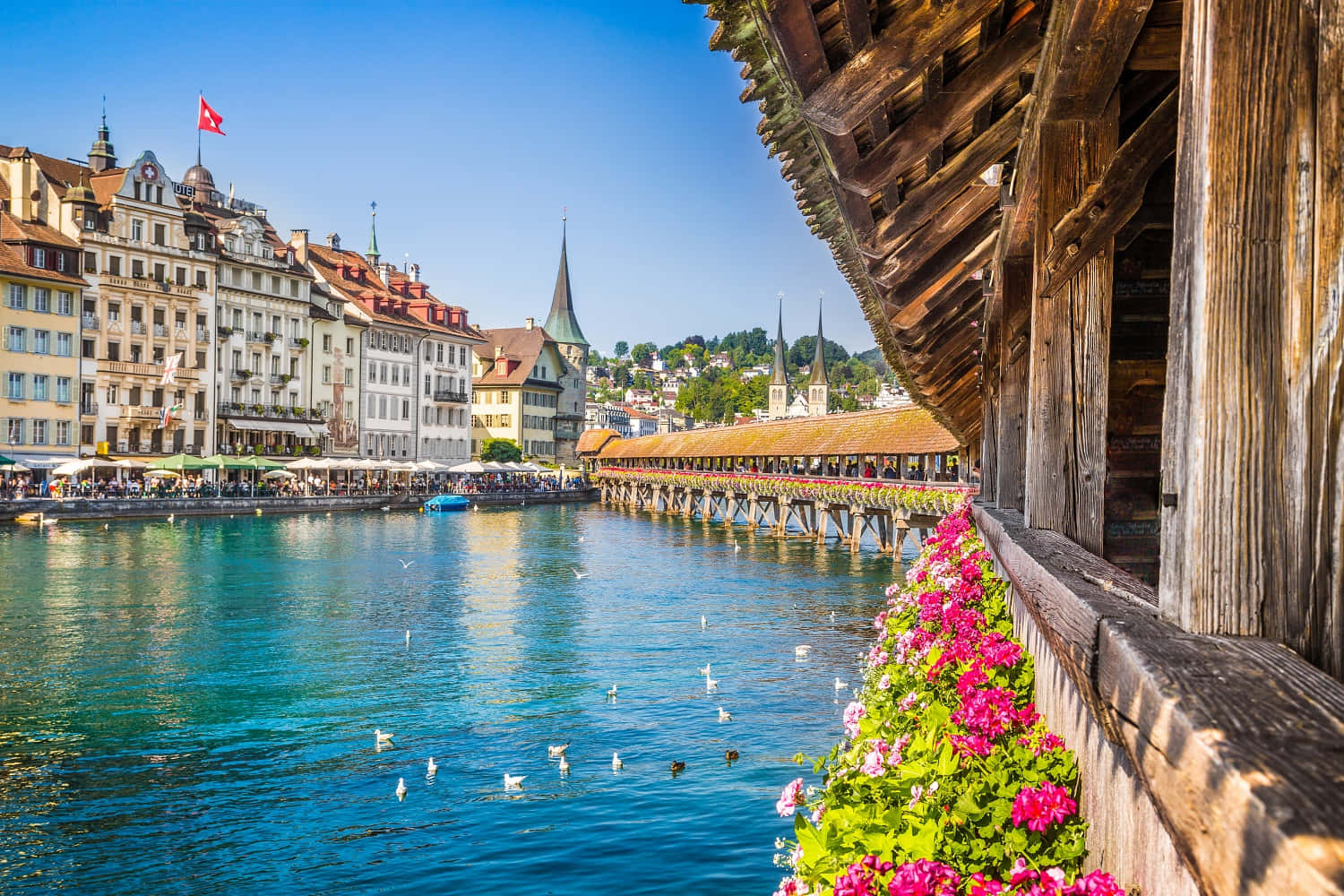 Lucerne Kapellbruckeand Waterfront View Wallpaper