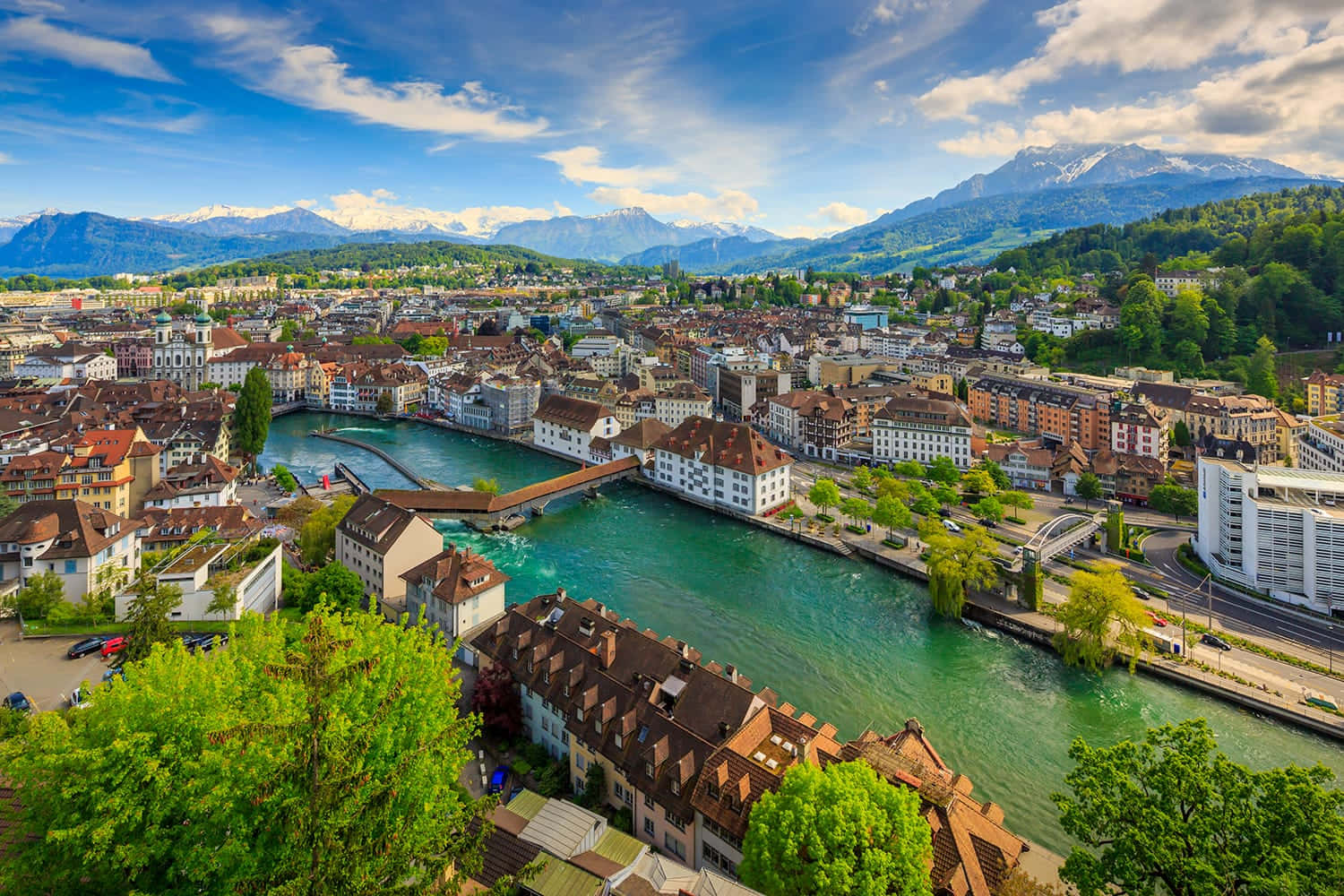 Lucerne Panoramic View Switzerland Wallpaper