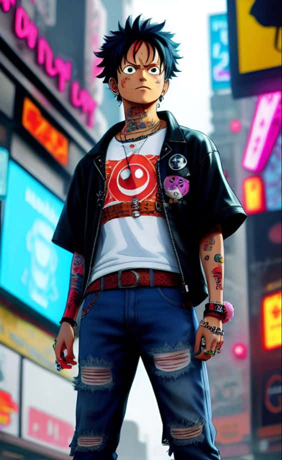 Luffy Drip Urban Style Wallpaper