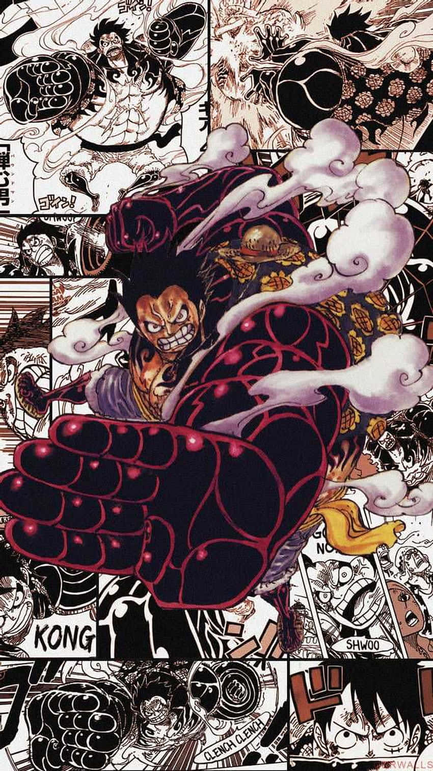 Luffy Gear5 Manga Collage Wallpaper