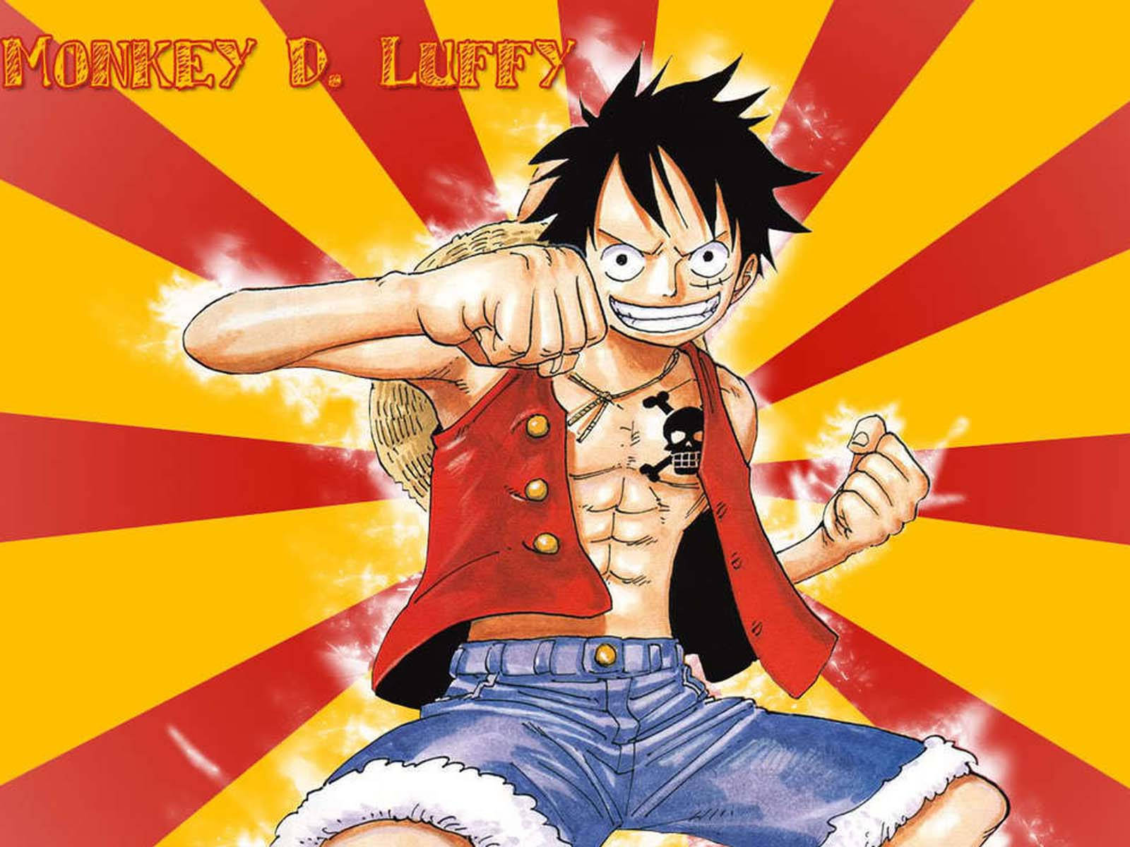 Luffy Wears Red Vest Denim Short Wallpaper