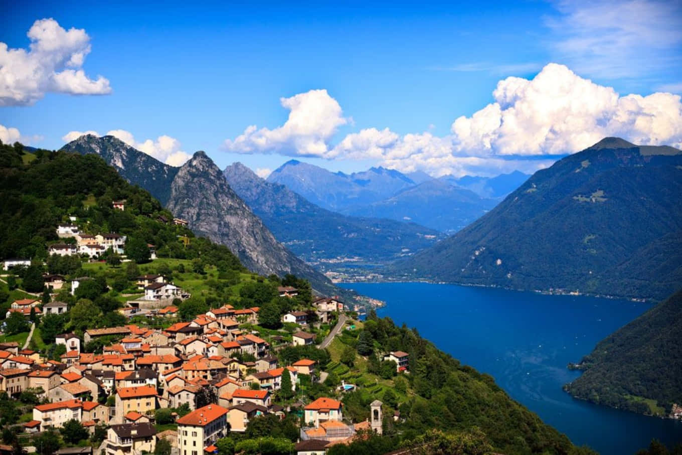 Lugano Lake View Switzerland Wallpaper