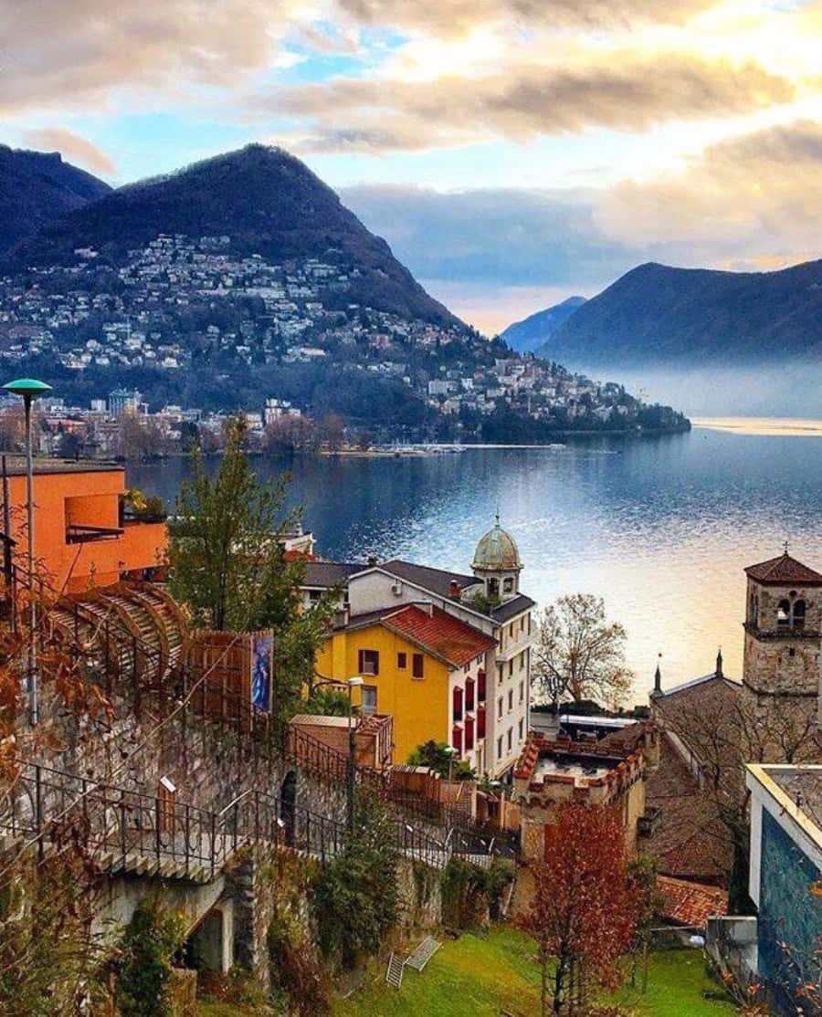 Lugano Lake View Switzerland Wallpaper