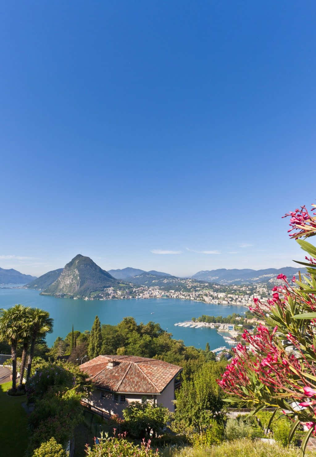 Lugano Lake Viewwith Monte San Salvatore Wallpaper