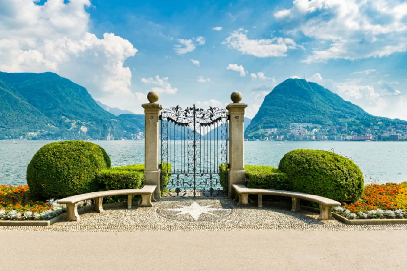 Lugano Lakefront View Wallpaper