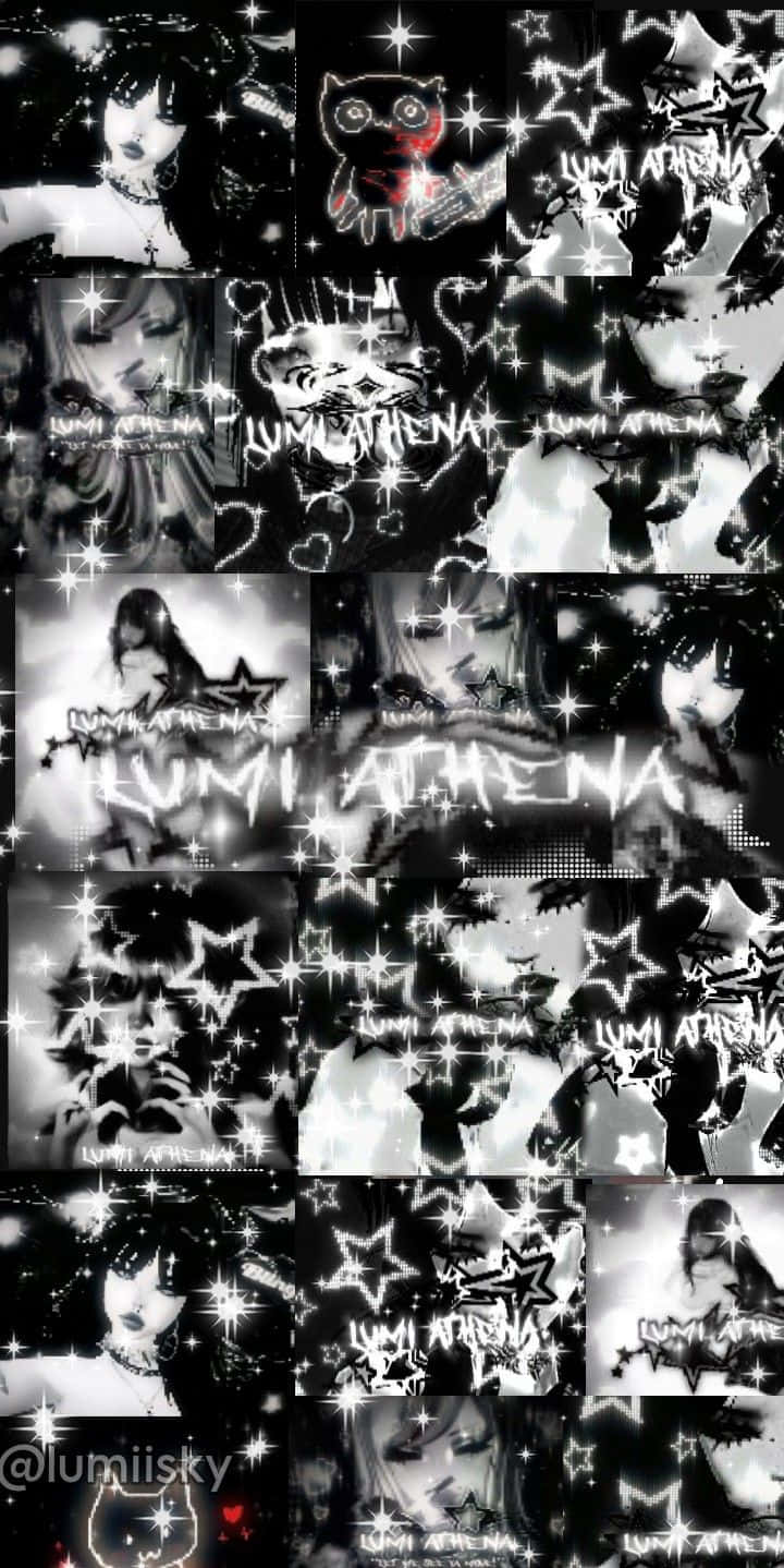 Lumi Athena Collage Black White Stars Wallpaper