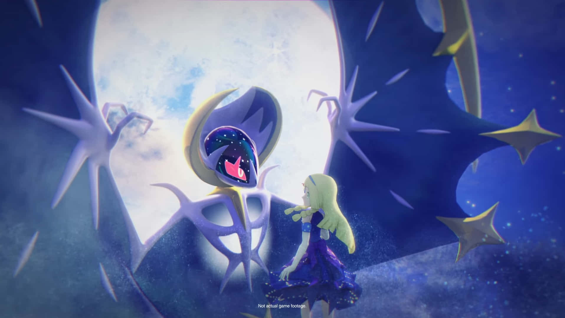 Lunala Talking With Lillie Wallpaper