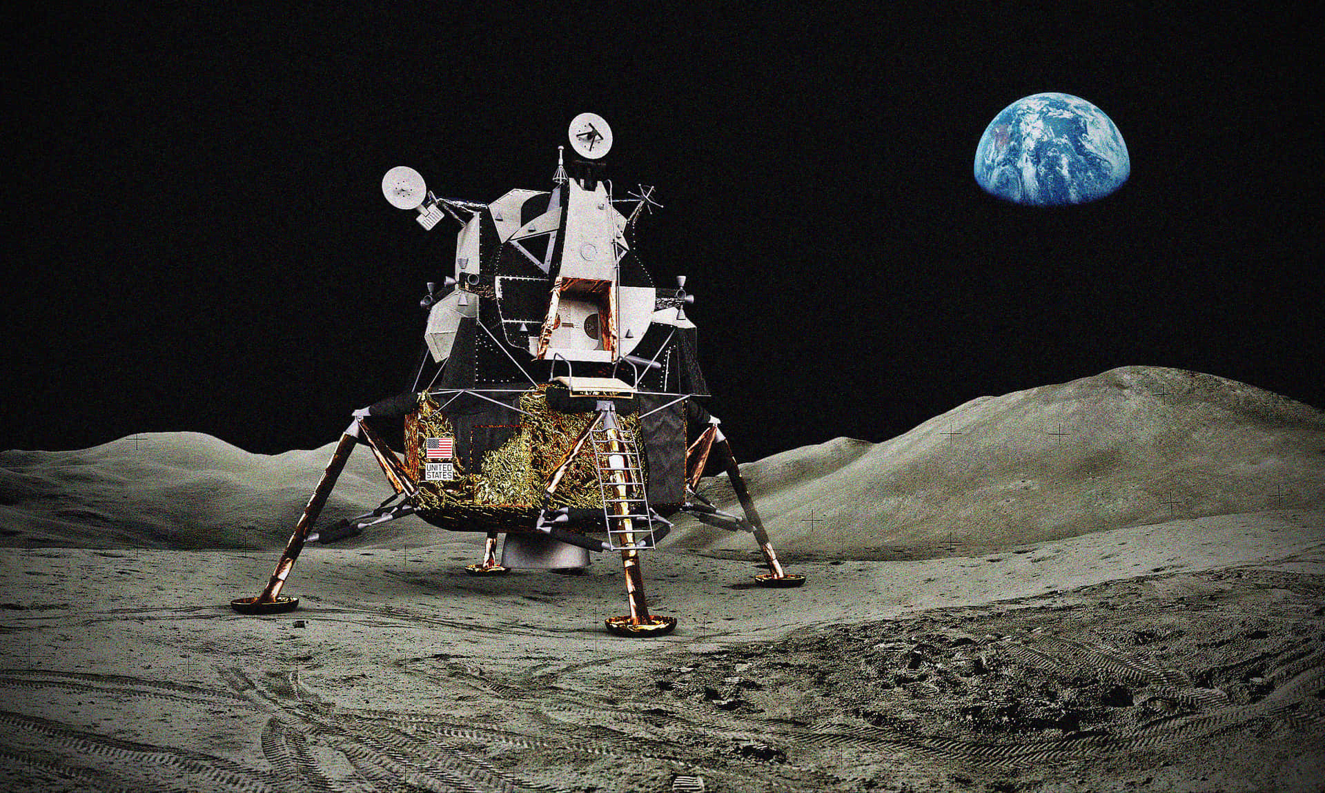 Lunar Module Landing On The Moon's Surface Wallpaper