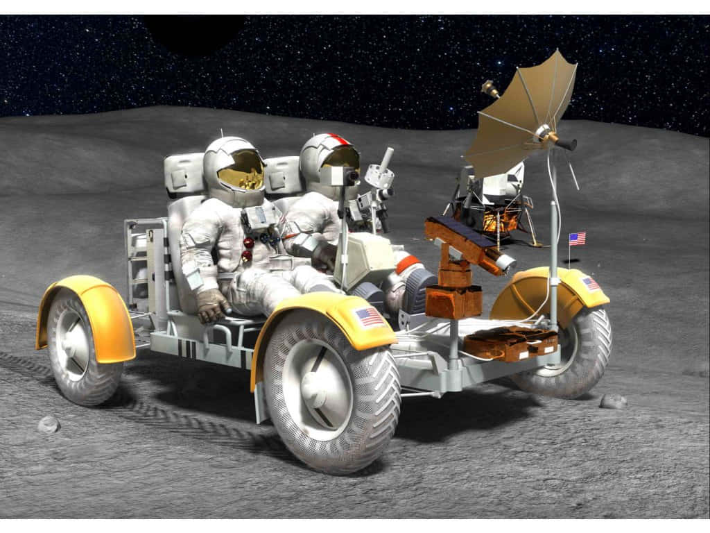 Lunar Rover Exploring The Moon's Surface Wallpaper