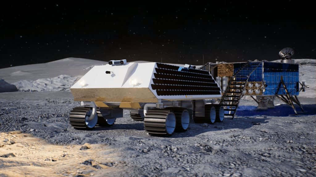 Lunar Rover Exploring The Moon's Surface Wallpaper