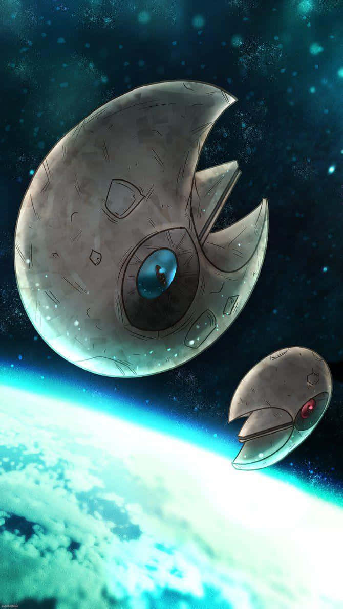 Lunetone And Shiny Lunatone In Space Wallpaper