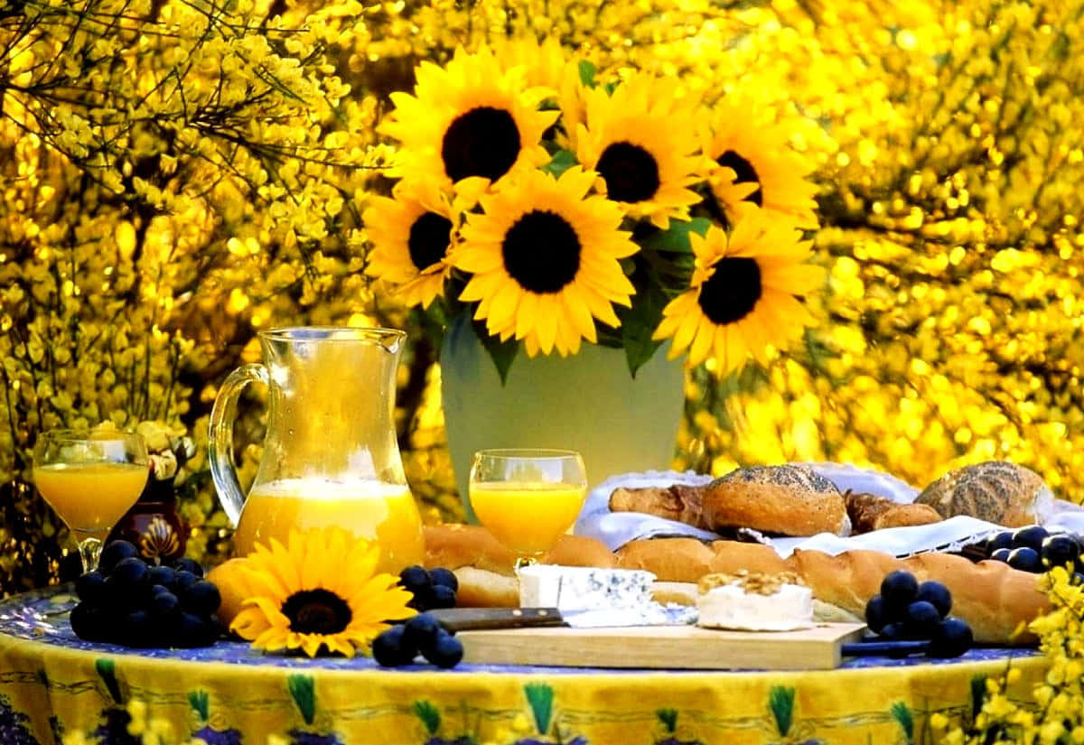 Lush Field Of Sunflower Yellow Wallpaper