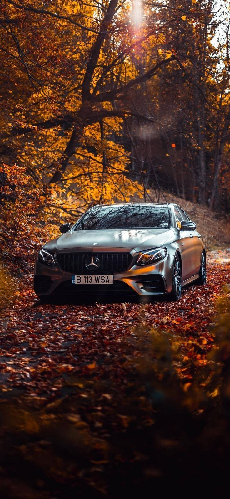 Luxurious Drive With Mercedes In Autumn - Iphone X Wallpaper Wallpaper