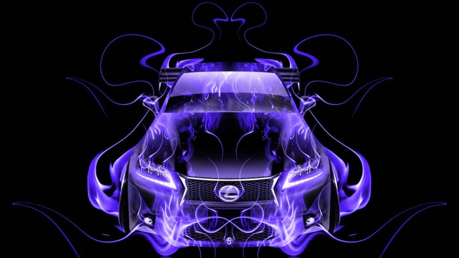 Luxurious Lexus Logo Enveloped In Purple Flames Wallpaper