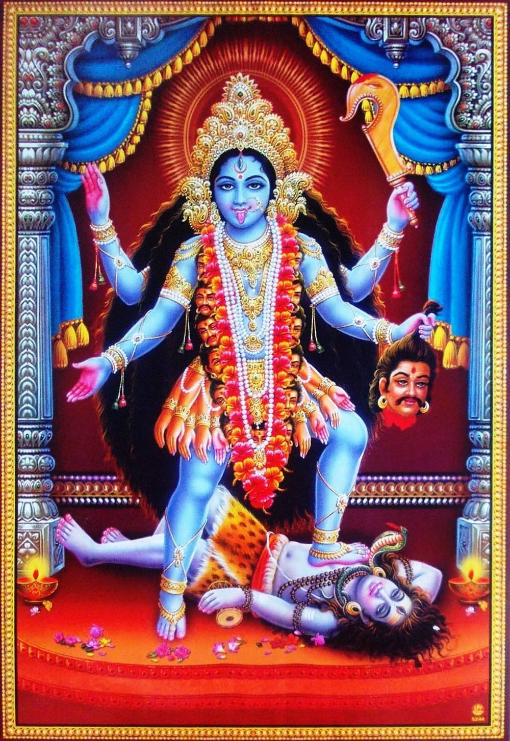 Maa Kali Stepping On Shiva Red Room Wallpaper