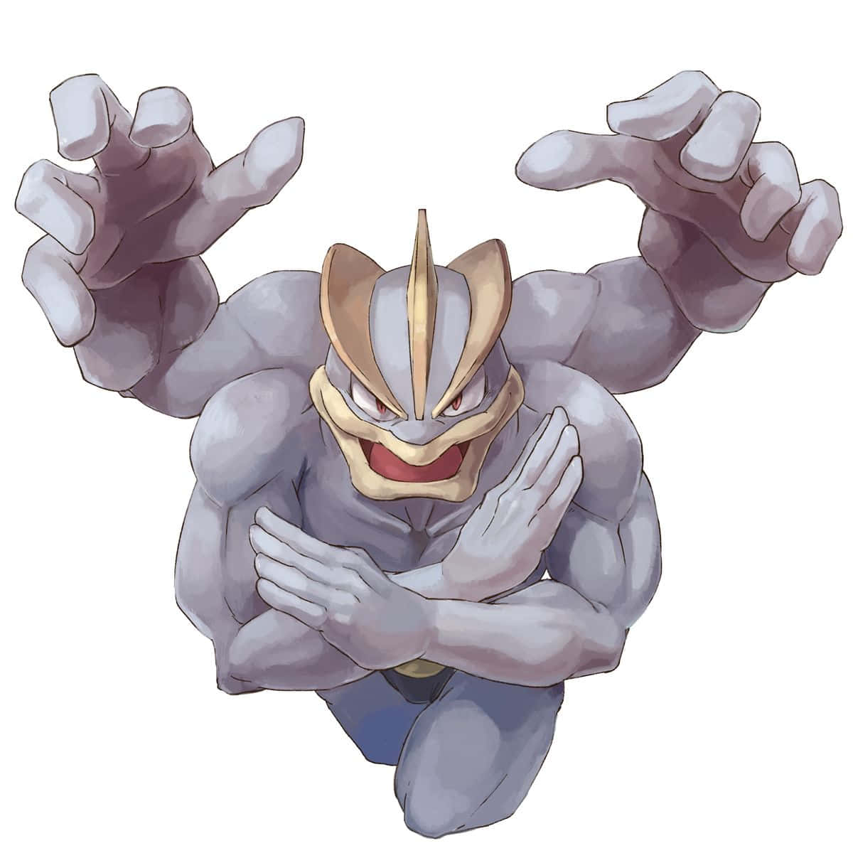 Machamp Evolved Machop White Background Wallpaper