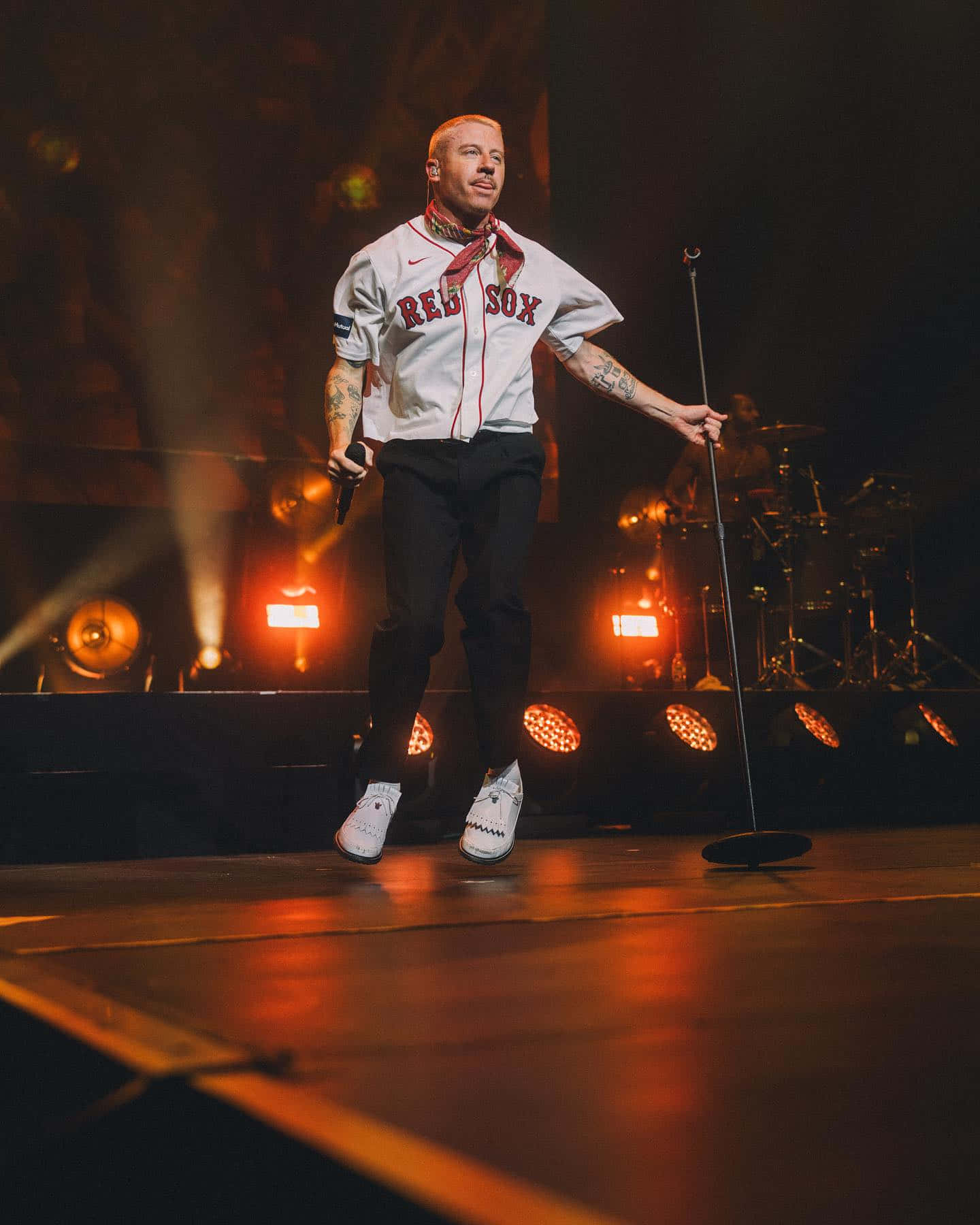 Macklemore Performing Live Red Sox Jersey Wallpaper