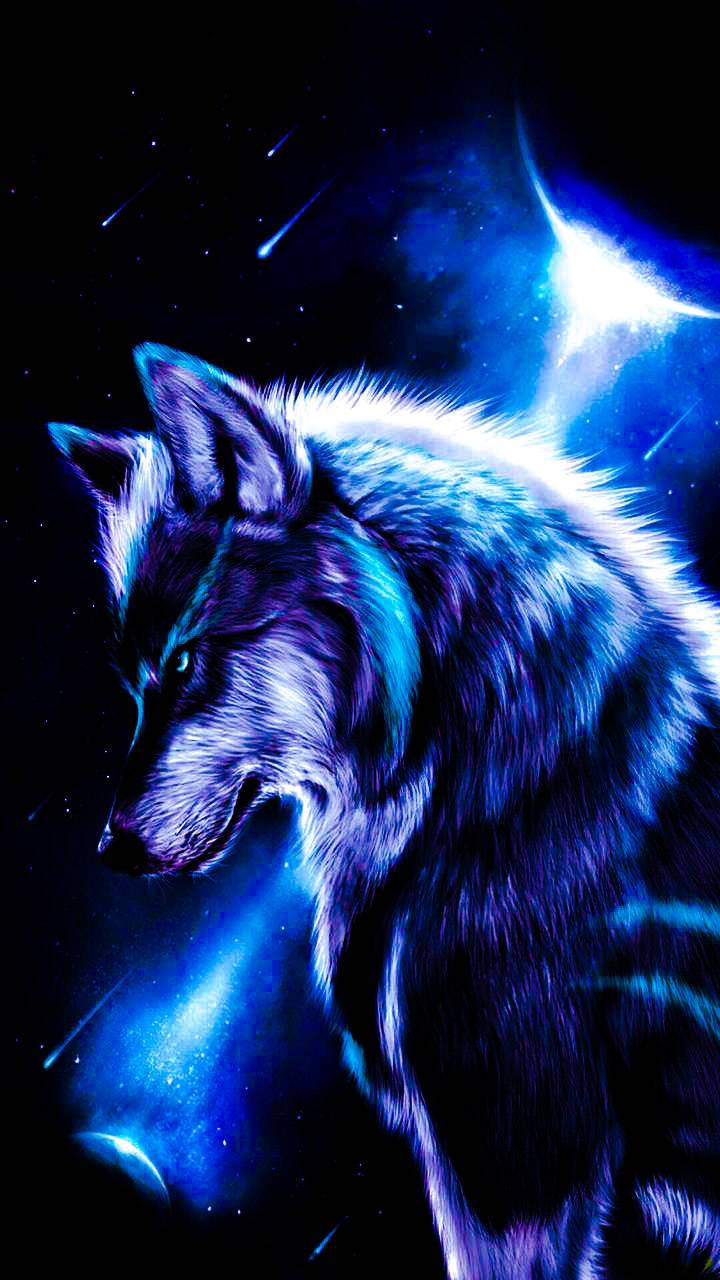 Mad-looking Blue Wolf Wallpaper