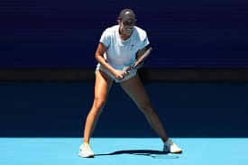 Madison Keys In Action On The Tennis Court Wallpaper