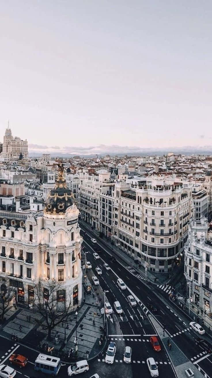 Madrid Sunset Urban Landscape Wallpaper