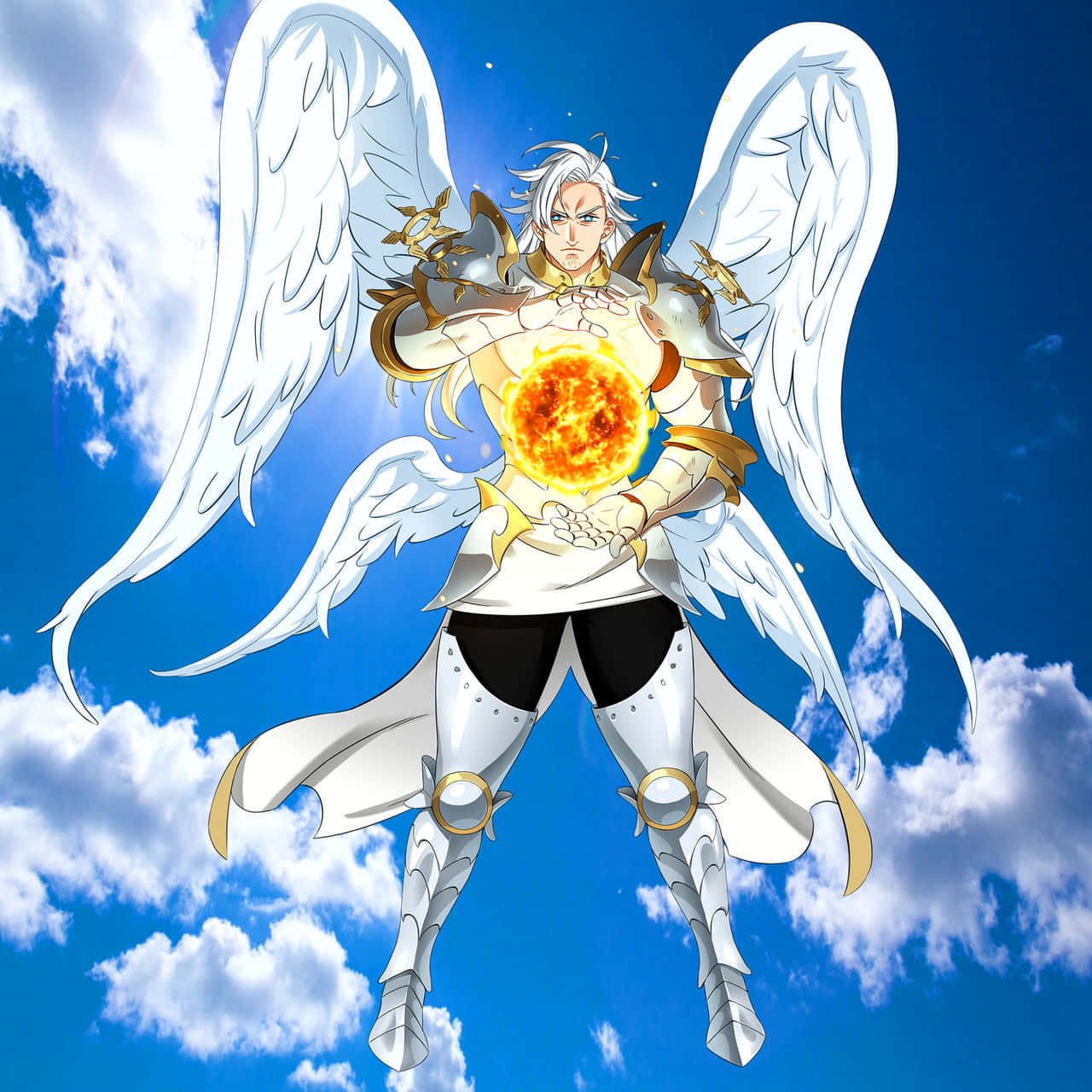 Mael Angelic Warriorwith Sun Power Wallpaper