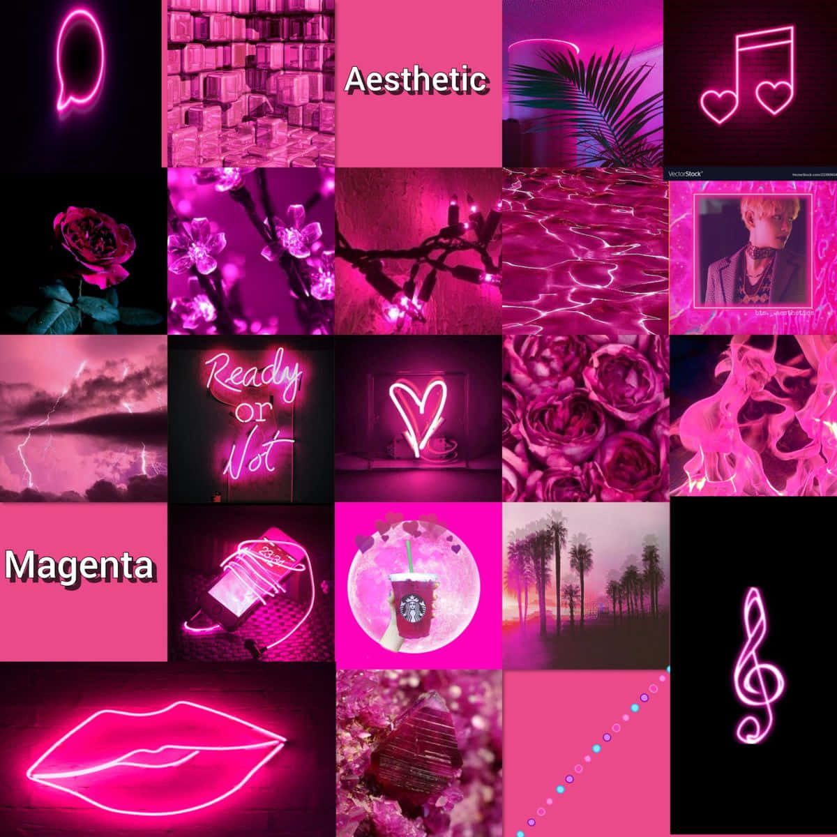 Magenta Aesthetic Collage Wallpaper