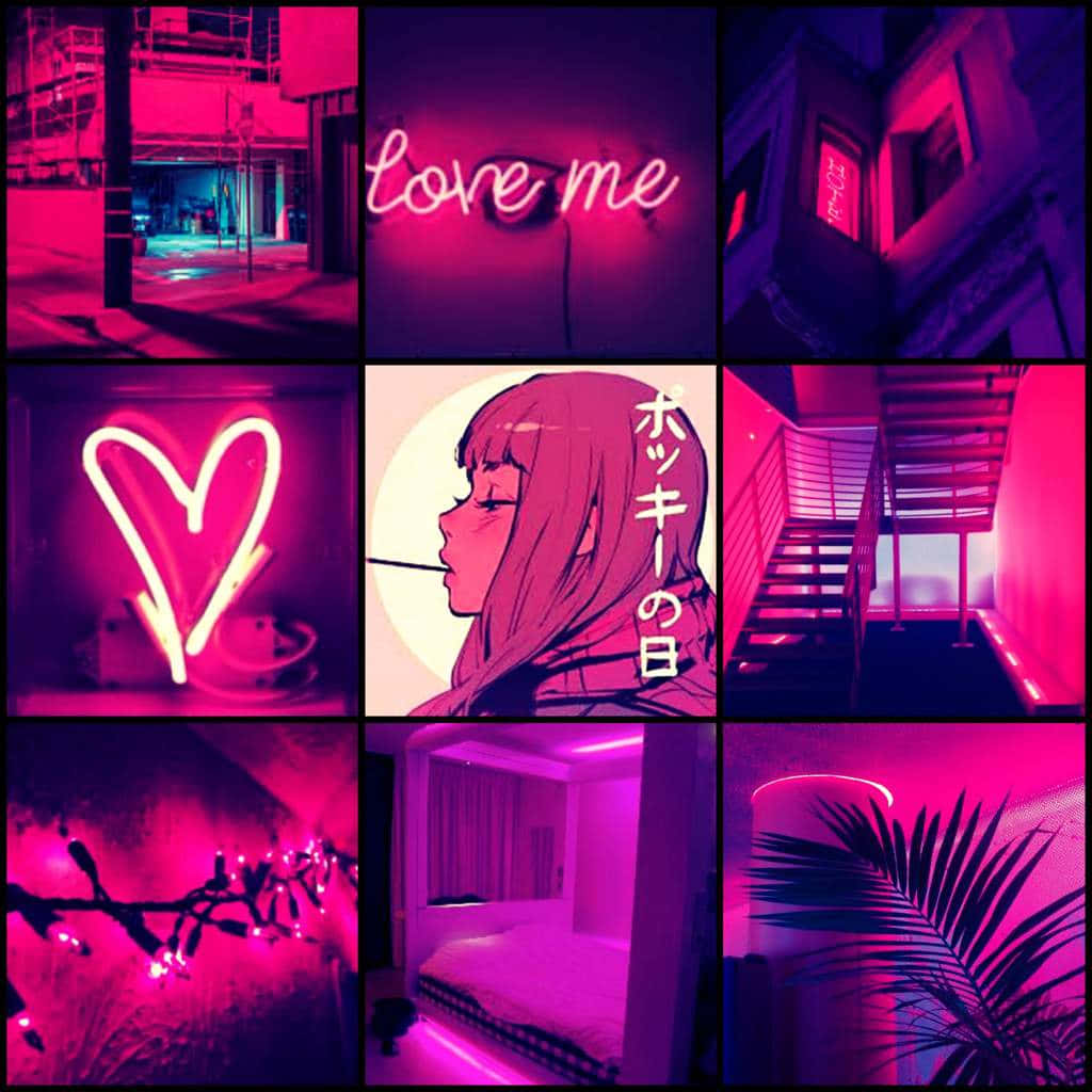 Magenta Aesthetic Collage Wallpaper