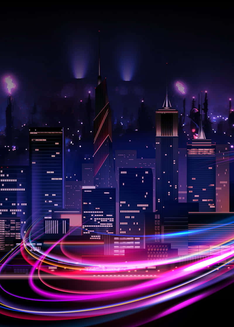 Magenta_ Neon_ Cityscape Wallpaper