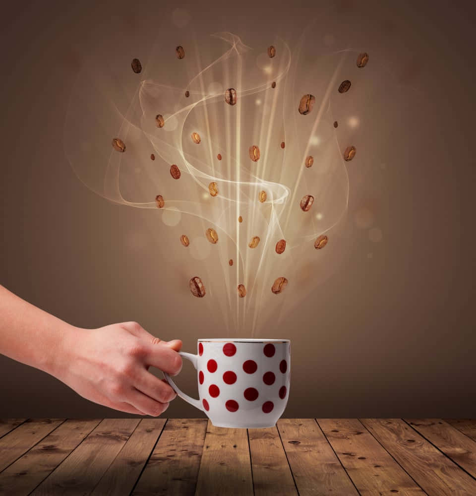 Magical Coffee Beans Rising From Cup Wallpaper