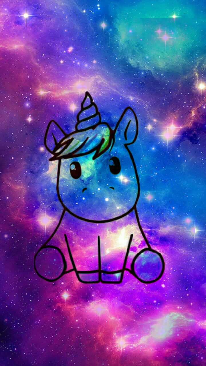 Magical Cute Unicorn With Sparkling Stars Wallpaper