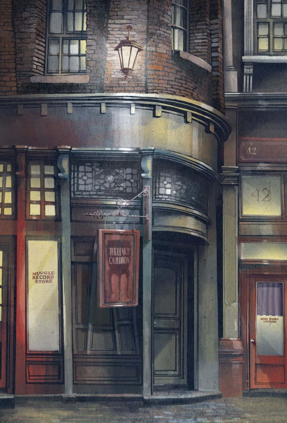 Magical Diagon Alley Bustling With Shoppers Wallpaper