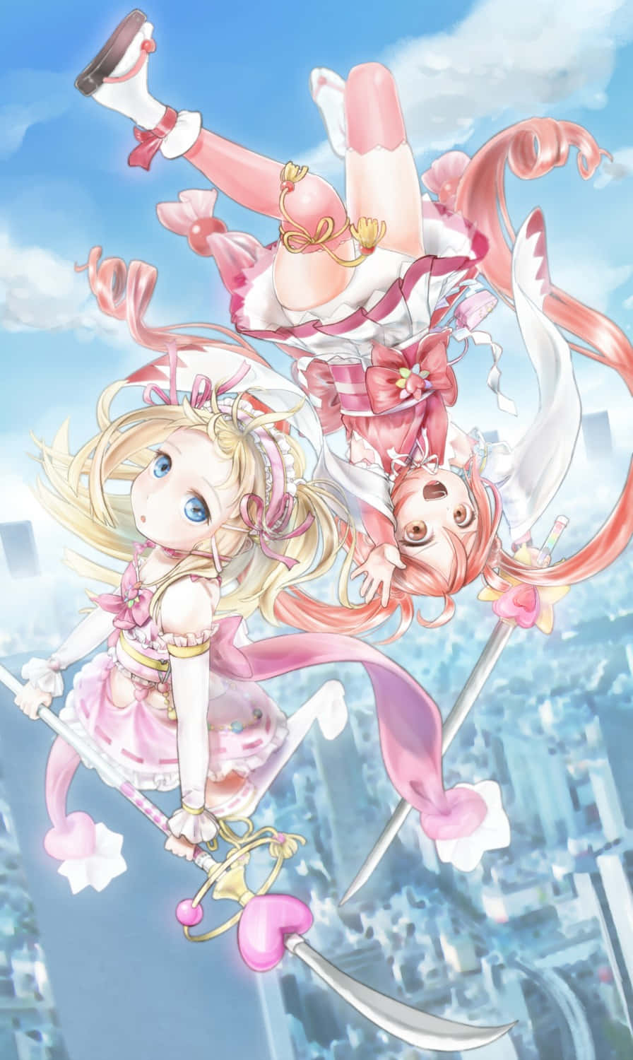 Magical Girls Falling Sky Wallpaper