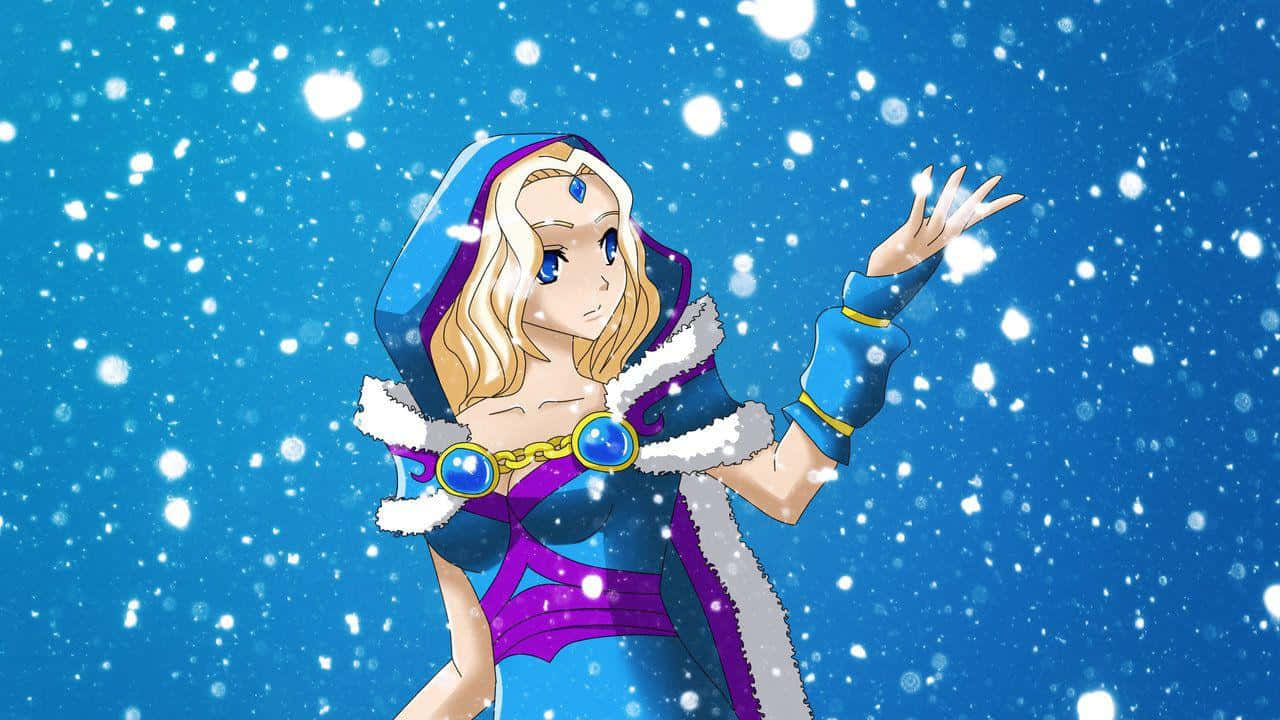 Magical Ice Crystal Maiden In Action Wallpaper