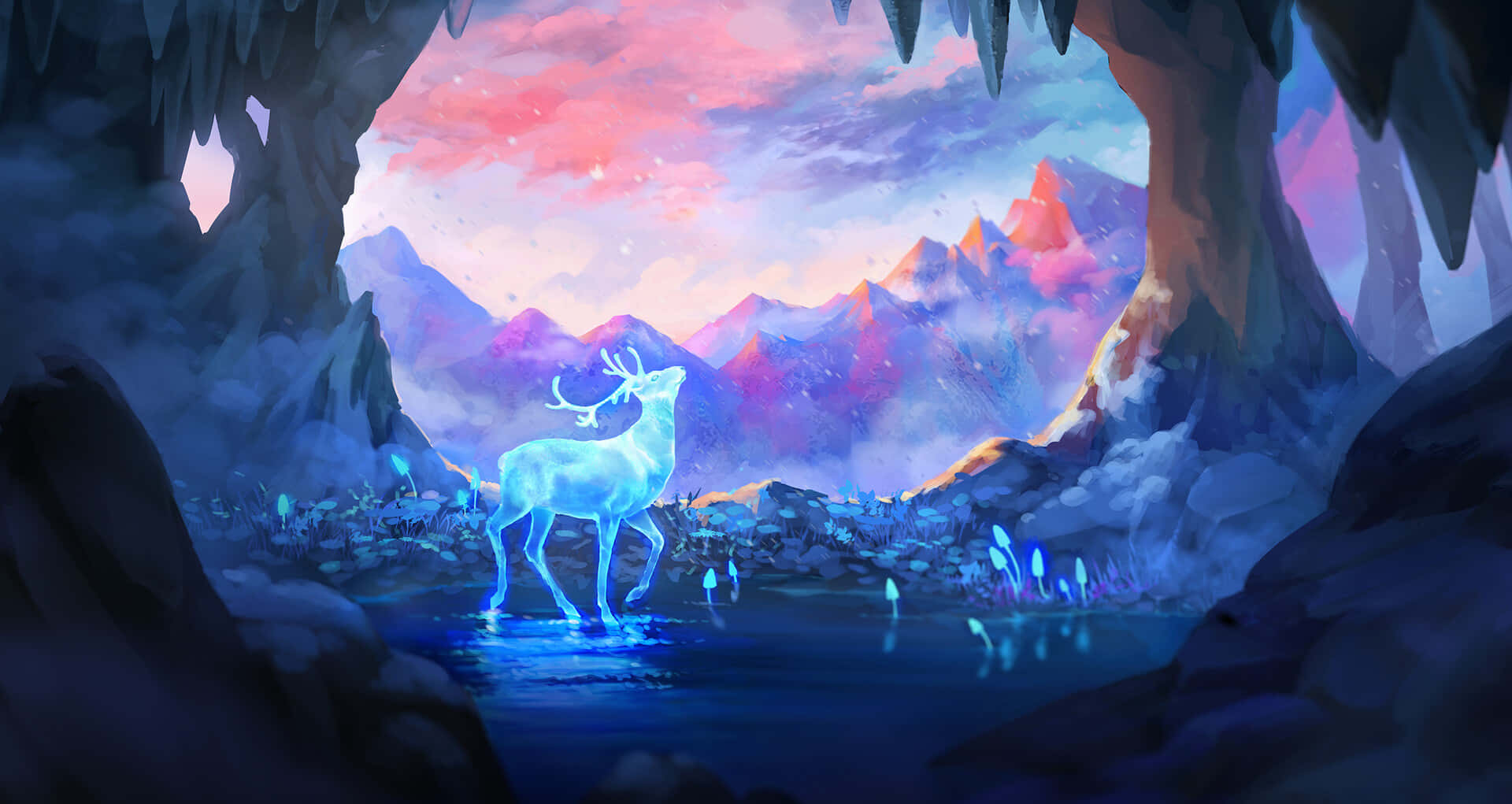 Magical Patronus In Dark Forest Wallpaper