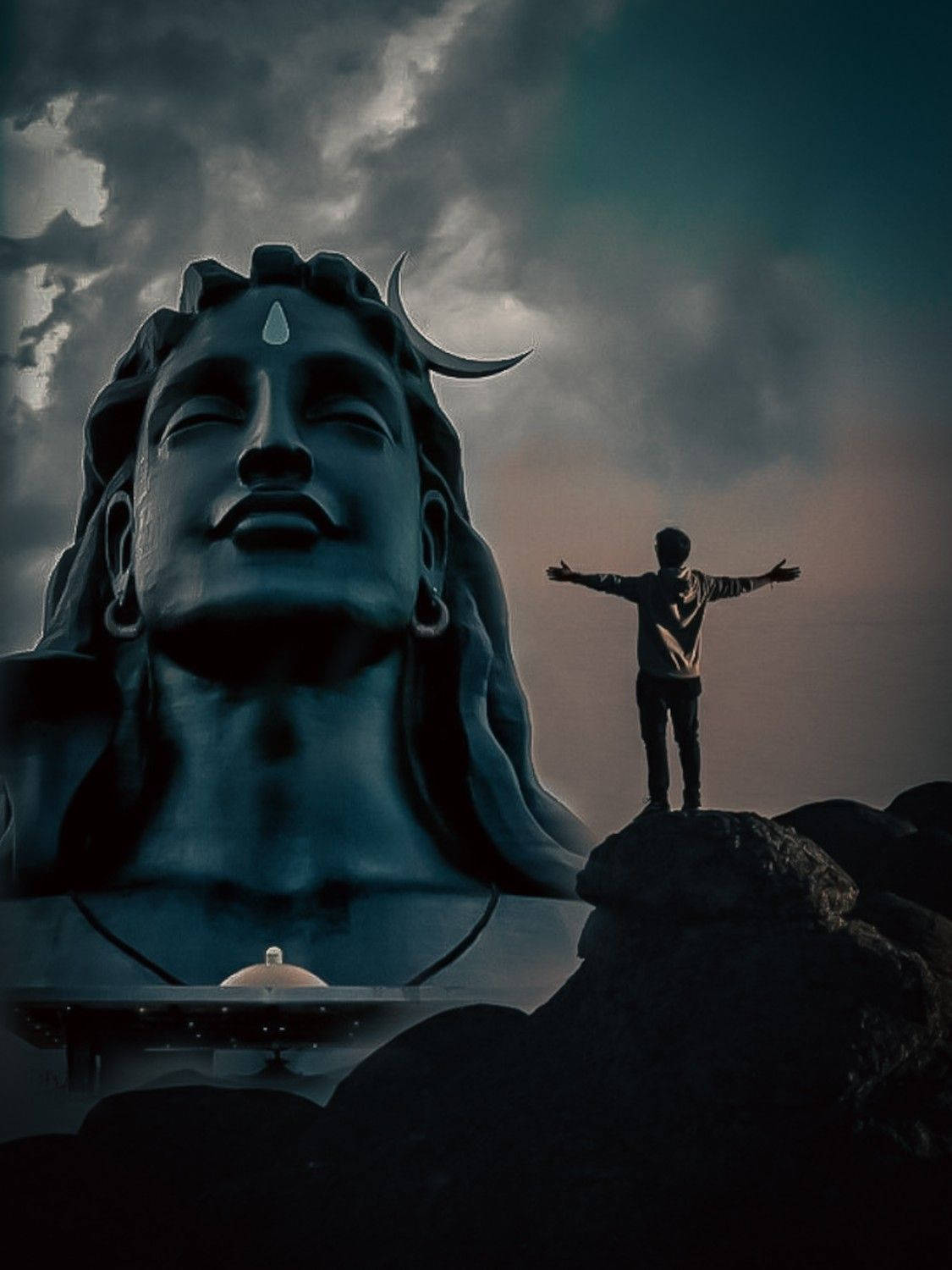 Mahadev Full Hd Sculpture With Man Wallpaper