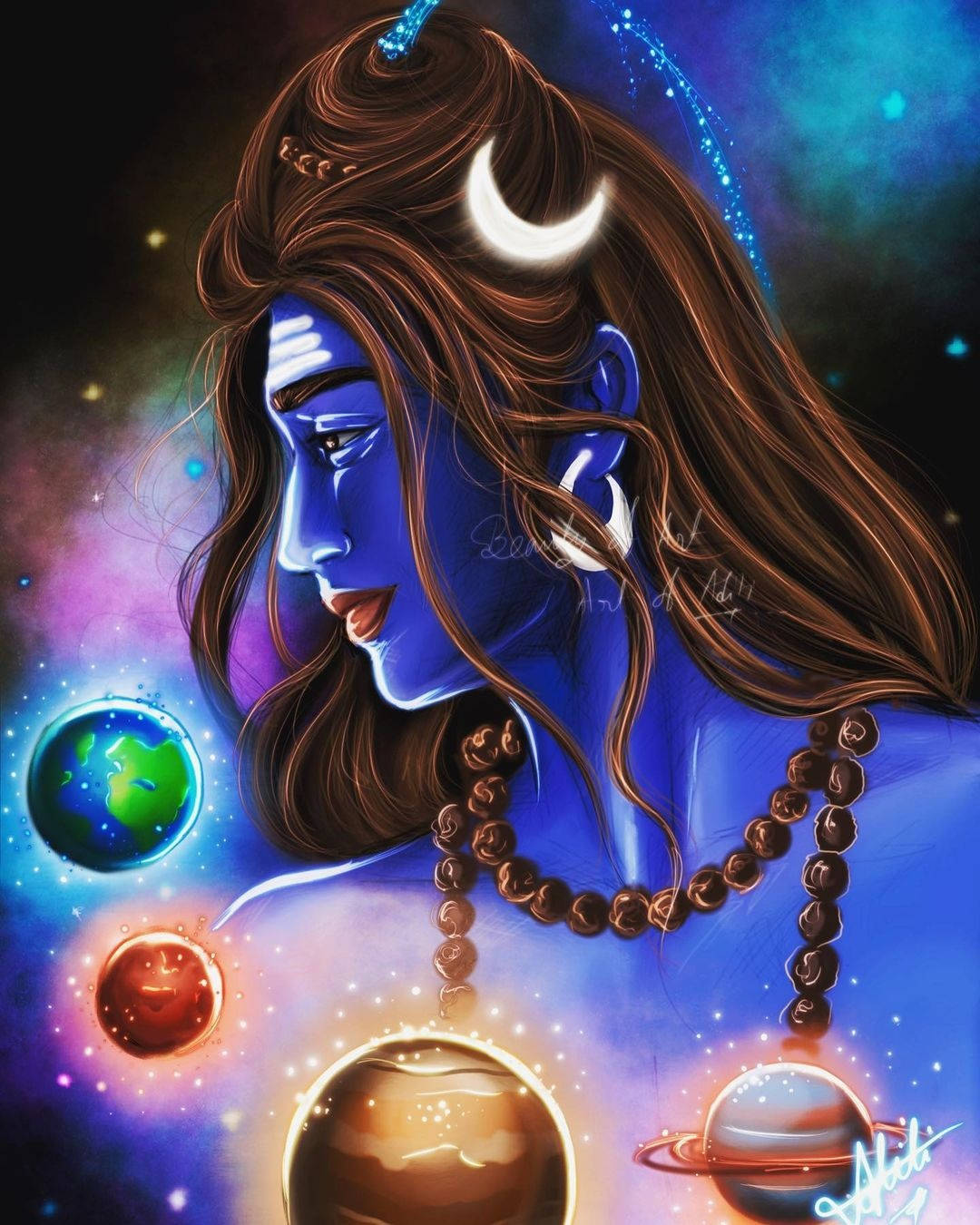 Mahadev With Planets Hd Wallpaper