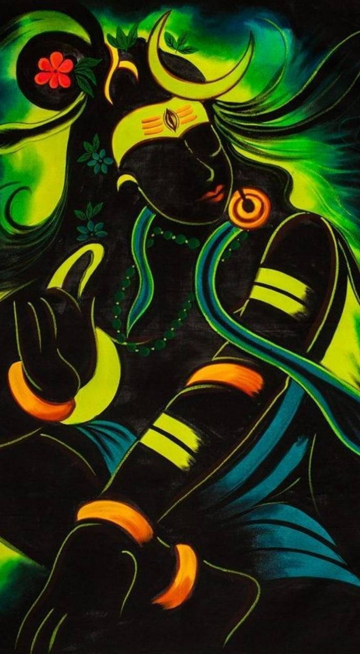 Mahakal 3d Art With Green Accents Wallpaper