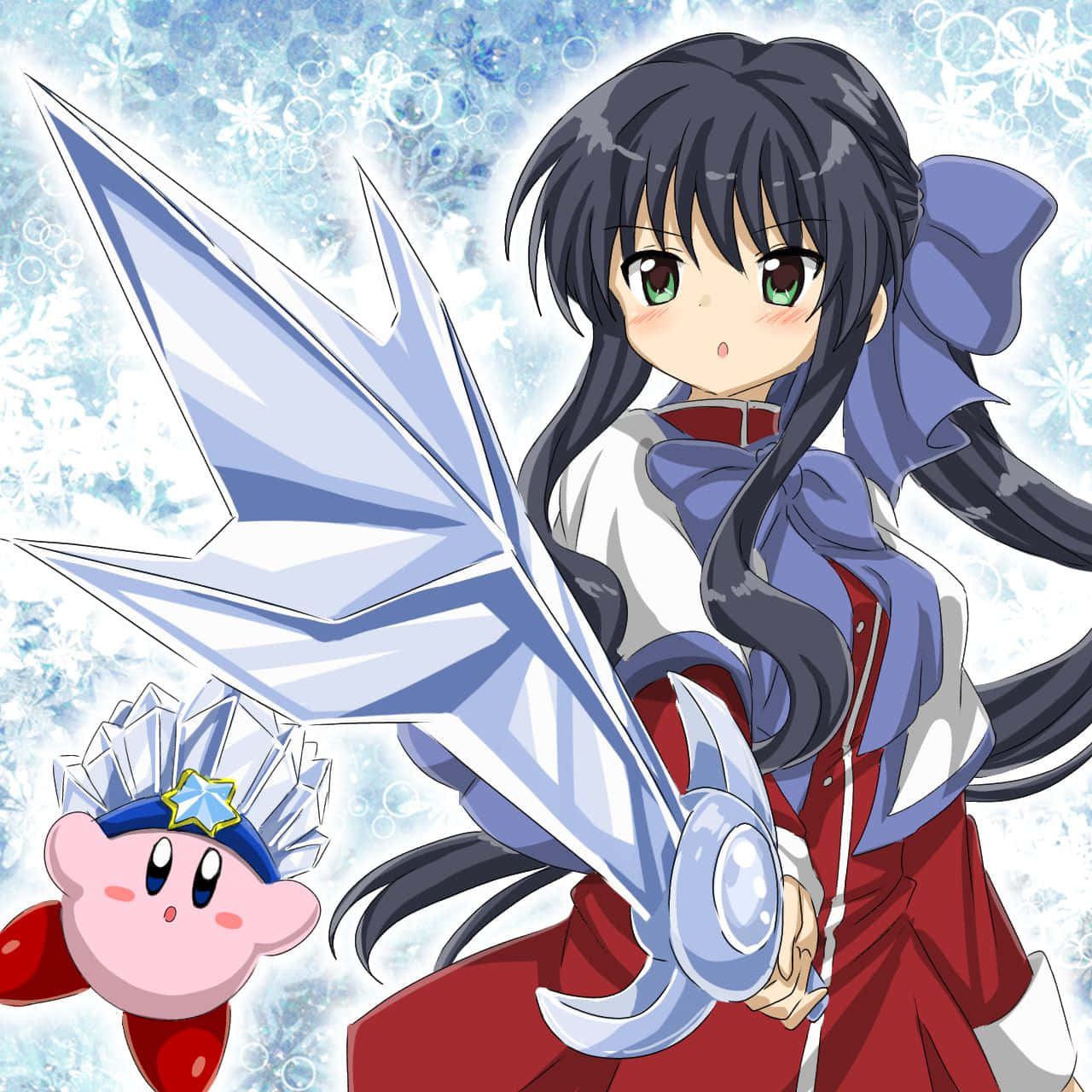 Mai Kawasumiand Kirby Crossover Art Wallpaper