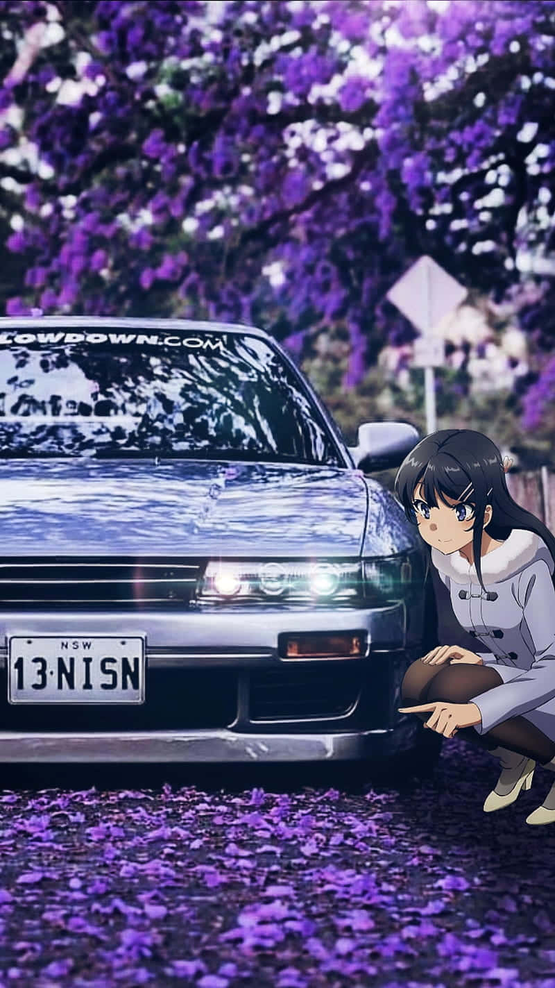 Mai Sakurajima Poking At The Bumper Jdm Anime Wallpaper