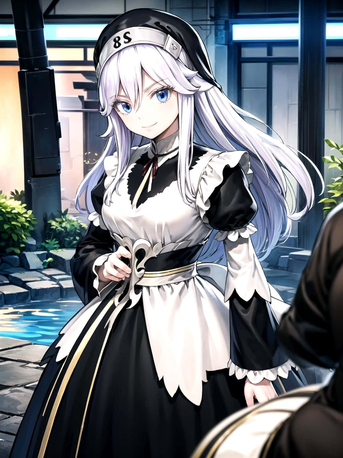 Maid With Silver Hair Anime Art Wallpaper