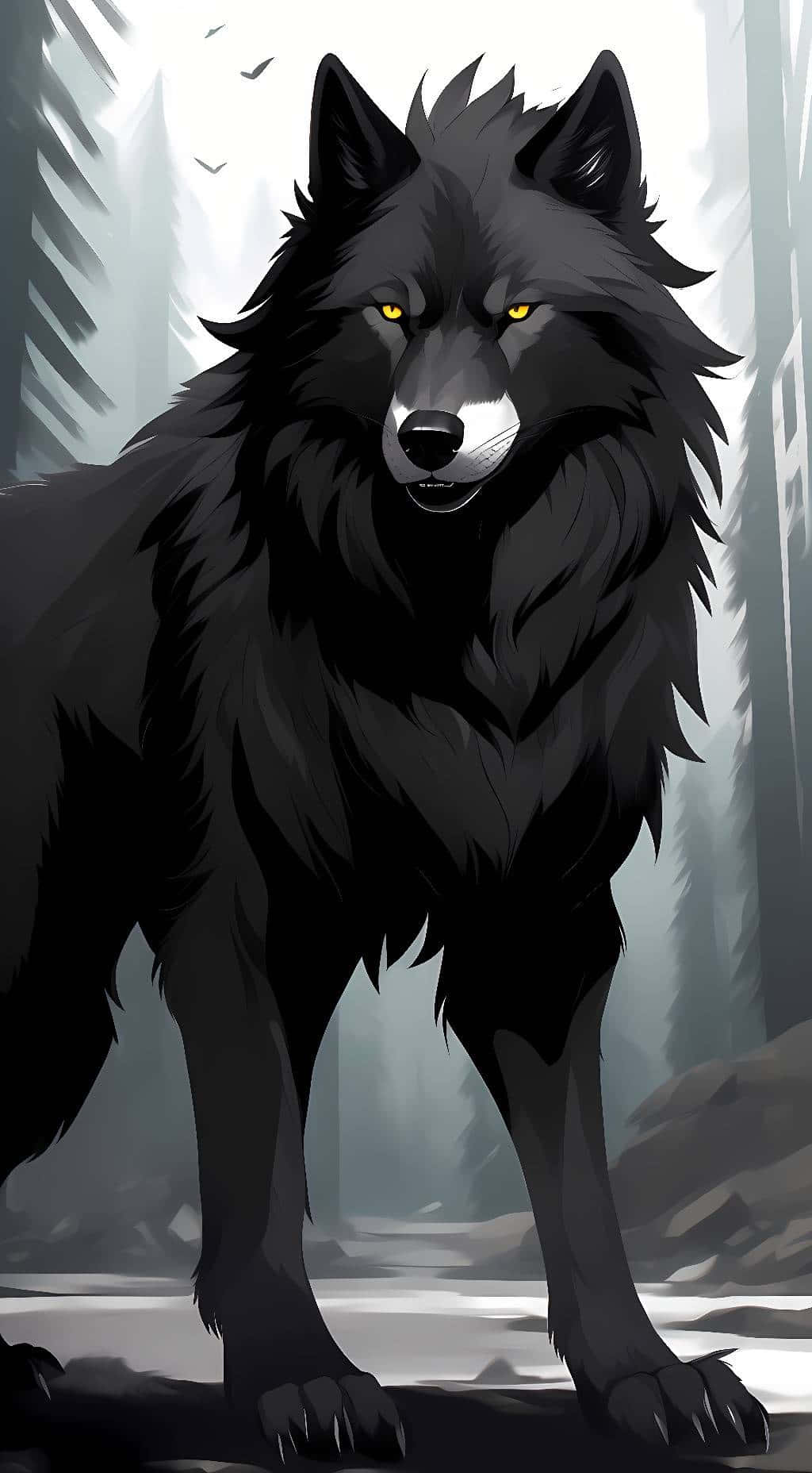 Majestic_ Anime_ Black_ Wolf_ Artwork Wallpaper